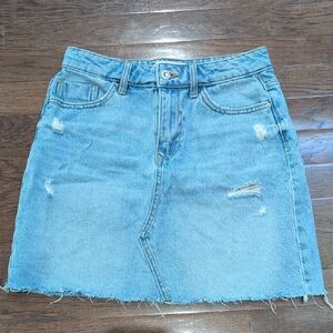 Zara 100% Cotton Blue Denim Mini Skirt Size Small WAIST 13.5"